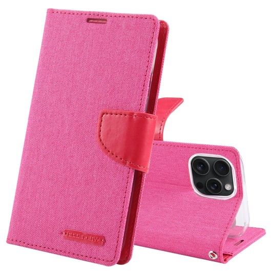 For iPhone 15 Pro Max GOOSPERY CANVAS DIARY Fabric Texture Flip Leather Phone Case(Rose Red) - iPhone 15 Pro Max Cases by GOOSPERY | Online Shopping UK | buy2fix