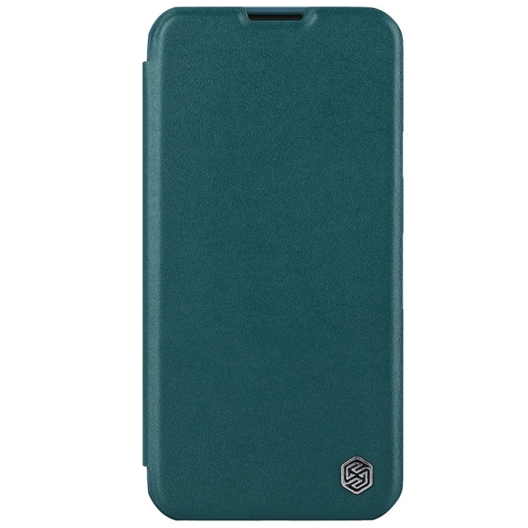 For iPhone 15 Plus NILLKIN QIN Series Pro Plain Leather Phone Case(Green) - iPhone 15 Plus Cases by NILLKIN | Online Shopping UK | buy2fix