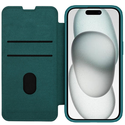 For iPhone 15 Plus NILLKIN QIN Series Pro Plain Leather Phone Case(Green) - iPhone 15 Plus Cases by NILLKIN | Online Shopping UK | buy2fix