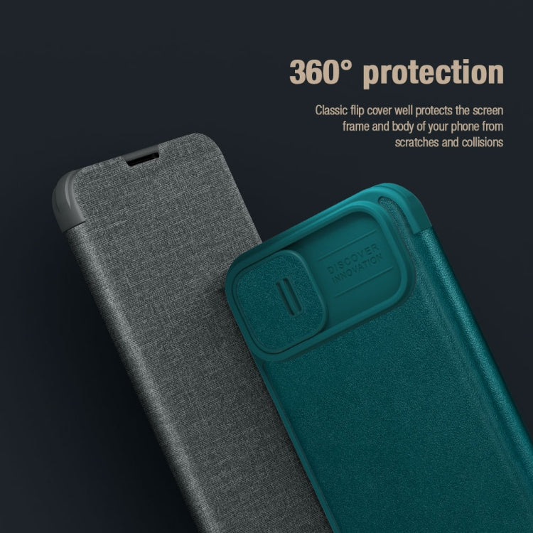 For iPhone 15 Plus NILLKIN QIN Series Pro Plain Leather Phone Case(Green) - iPhone 15 Plus Cases by NILLKIN | Online Shopping UK | buy2fix