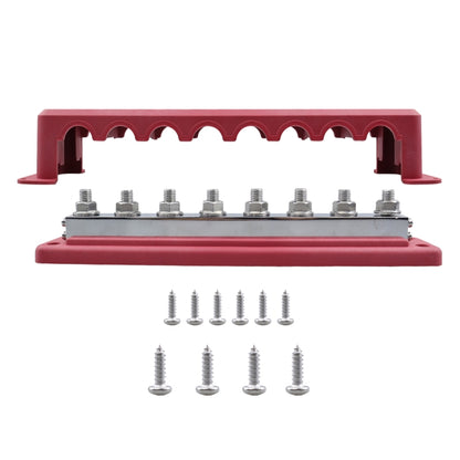 RV 600A High Current busbar 8-way Straight M10 Wiring Studs(Red) - Fuse by buy2fix | Online Shopping UK | buy2fix