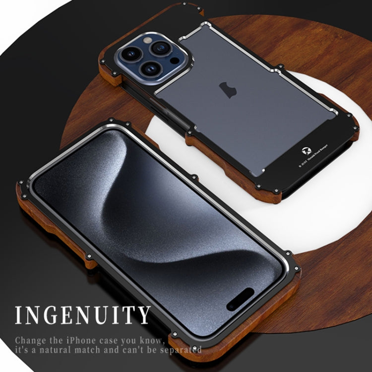 For iPhone 15 Pro R-JUST Ironwood Generation Metal + Wood Phone Case - iPhone 15 Pro Cases by R-JUST | Online Shopping UK | buy2fix