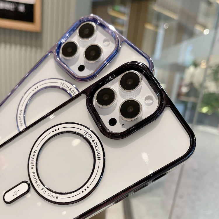 For iPhone 11 Pro Max MagSafe Magnetic Transparent TPU Electroplated Phone Case(Blue) - iPhone 11 Pro Max Cases by buy2fix | Online Shopping UK | buy2fix