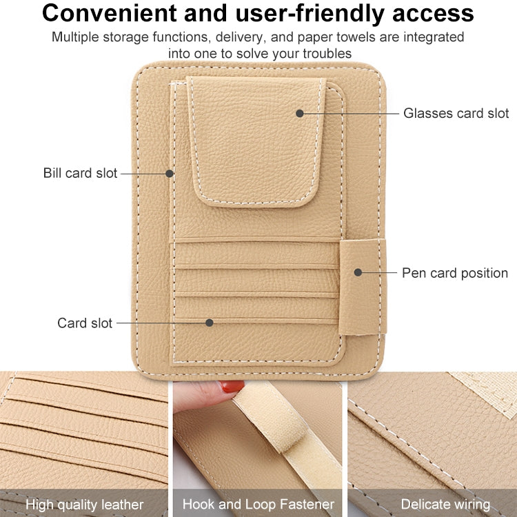 Car Litchi Texture Hanging Tissue Box Sun Visor Card Storage Clip(Beige) - Sunglasses & Glasses Clips by buy2fix | Online Shopping UK | buy2fix