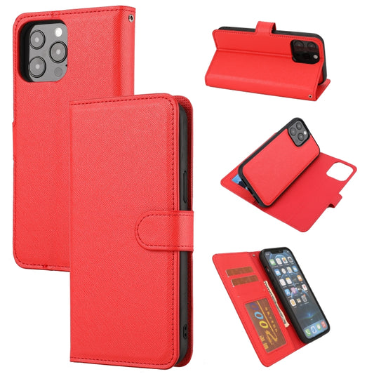 For iPhone 15 Pro Max Cross Texture Detachable Horizontal Flip PU Leather Case(Red) - iPhone 15 Pro Max Cases by buy2fix | Online Shopping UK | buy2fix