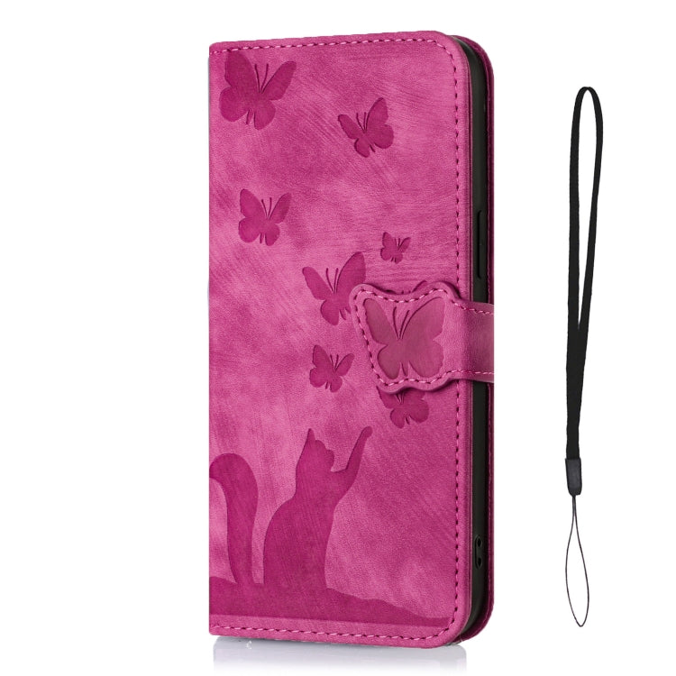 For iPhone 15 Pro Max Butterfly Cat Embossing Flip Leather Phone Case(Pink) - iPhone 15 Pro Max Cases by buy2fix | Online Shopping UK | buy2fix