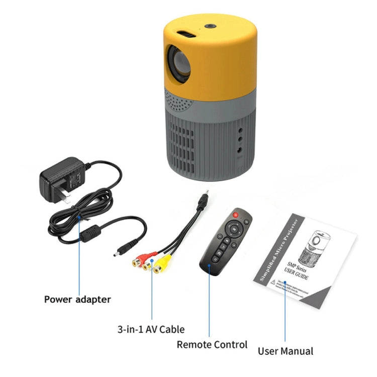 T400 3000 Lumens LED Mini Projector Support Wifi Screen Mirroring, Plug Type:US Plug(Grey Yellow) - Mini Projector by buy2fix | Online Shopping UK | buy2fix