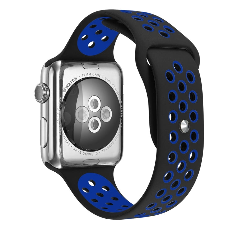For Apple Watch Ultra 49mm / Series 8&7 45mm / SE 2&6&SE&5&4 44mm / 3&2&1 42mm Sport Silicone Watch Band Standard Edition(Black Blue) - Watch Bands by buy2fix | Online Shopping UK | buy2fix