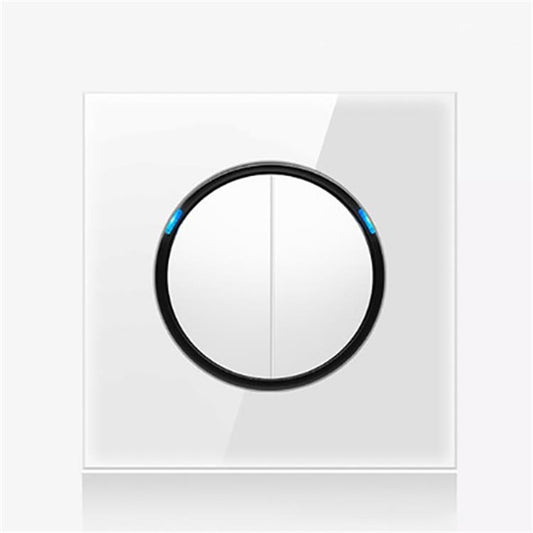 86mm Round LED Tempered Glass Switch Panel, White Round Glass, Style:Two Open Dual Control - Consumer Electronics by buy2fix | Online Shopping UK | buy2fix