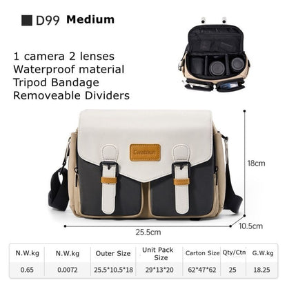 Cwatcun D99 Contrast Color Single Shoulder Camera Bag Outdoor Camera Bag Professional Crossbody Handbag, Size:25.5 x 10.5 x 18cm Medium(Khaki Black) - Strap Satchel by Cwatcun | Online Shopping UK | buy2fix