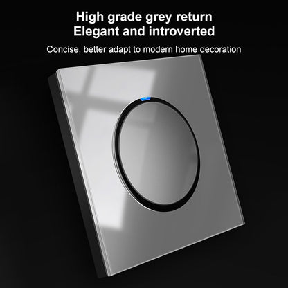 86mm Round LED Tempered Glass Switch Panel, Gray Round Glass, Style:Three Open Dual Control - Consumer Electronics by buy2fix | Online Shopping UK | buy2fix
