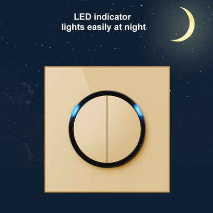 86mm Round LED Tempered Glass Switch Panel, Gold Round Glass, Style:Three Open Dual Control - Consumer Electronics by buy2fix | Online Shopping UK | buy2fix