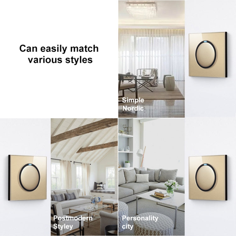 86mm Round LED Tempered Glass Switch Panel, Gold Round Glass, Style:One Billing Control - Consumer Electronics by buy2fix | Online Shopping UK | buy2fix