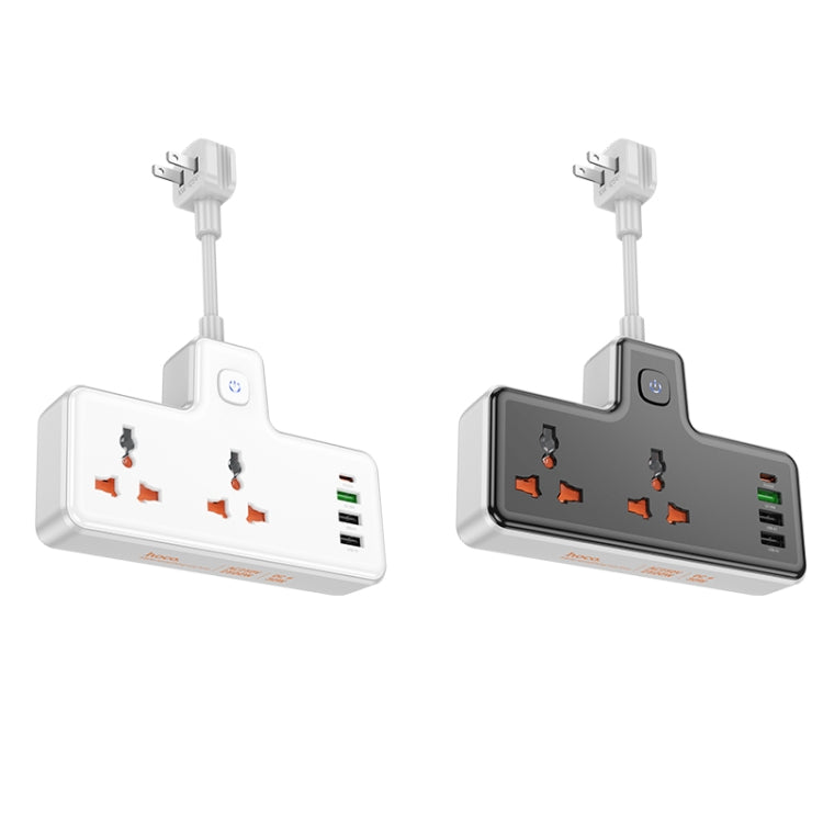 hoco AC12 Reise 2-position Expansion Socket with PD30W+3USB Ports, Cable Length: 8.5cm, US Plug(White) - Extension Socket by hoco | Online Shopping UK | buy2fix