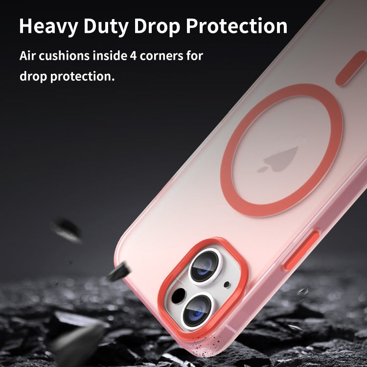 For iPhone 15 MagSafe Frosted Translucent TPU + PC Full Coverage Phone Case(Red) - iPhone 15 Cases by buy2fix | Online Shopping UK | buy2fix