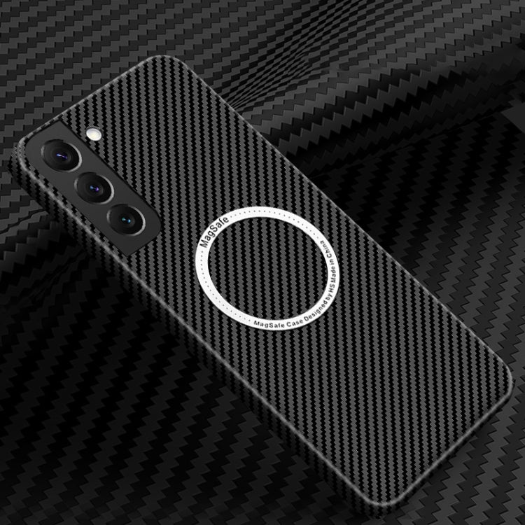 For Samsung Galaxy S24 5G Carbon Fiber Texture MagSafe Magnetic Phone Case(Black) - Galaxy S24 5G Cases by buy2fix | Online Shopping UK | buy2fix