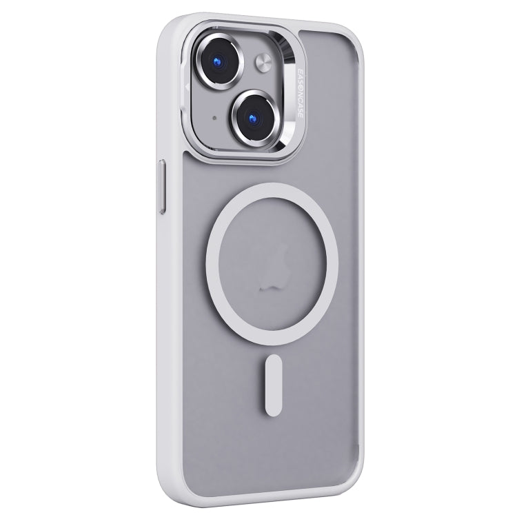 For iPhone 15 Plus Invisible Lens Holder PC + TPU Frosted MagSafe Phone Case(White) - iPhone 15 Plus Cases by buy2fix | Online Shopping UK | buy2fix