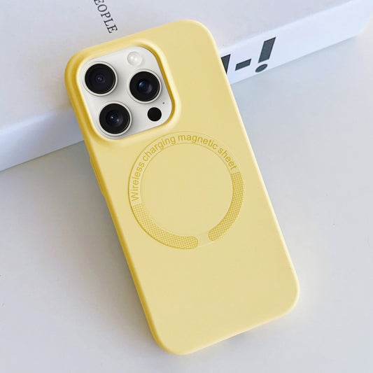 For iPhone 15 Pro MagSafe Magnetic Liquid Silicone Phone Case(Yellow) - iPhone 15 Pro Cases by buy2fix | Online Shopping UK | buy2fix