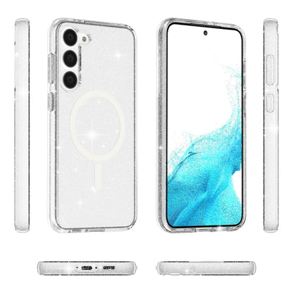 For Samsung Galaxy S23+ 5G Terminator Style Glitter Powder MagSafe Magnetic Phone Case(White) - Galaxy S23+ 5G Cases by buy2fix | Online Shopping UK | buy2fix