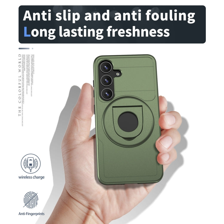 For Samsung Galaxy S24 5G MagSafe Ring Holder Armor Phone Case(Olive Green) - Galaxy S24 5G Cases by buy2fix | Online Shopping UK | buy2fix