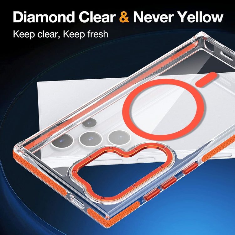 For Samsung Galaxy S24+ 5G Dual-Color Clear Acrylic Hybrid TPU MagSafe Phone Case(Orange) - Galaxy S24+ 5G Cases by buy2fix | Online Shopping UK | buy2fix