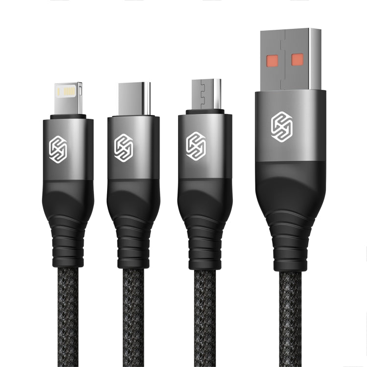 Nillkin Swift Pro 1m 3 in 1 USB to 8 Pin + Type-C + Micro USB Fast Charging Cable(Black) - Multifunction Cable by NILLKIN | Online Shopping UK | buy2fix