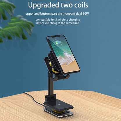 T6 2 in 1 Portable Folding Stand Wireless Charging, Style:Double Charge(Black) - Apple Accessories by buy2fix | Online Shopping UK | buy2fix