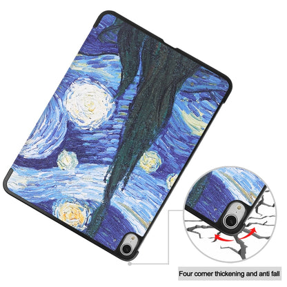 For iPad Air 2022 / 2020 10.9 Colored Drawing Horizontal Flip Leather Case with Three-folding Holder & Sleep / Wake-up Function(Starry Sky) - Apple Accessories by buy2fix | Online Shopping UK | buy2fix