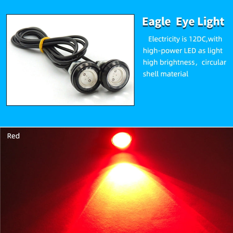 10 PCS 23mm 1.5W DC9-80V Motorcycle Eagle Eye Light Double Lens(Red Light) - Eagle Eye Lights by buy2fix | Online Shopping UK | buy2fix