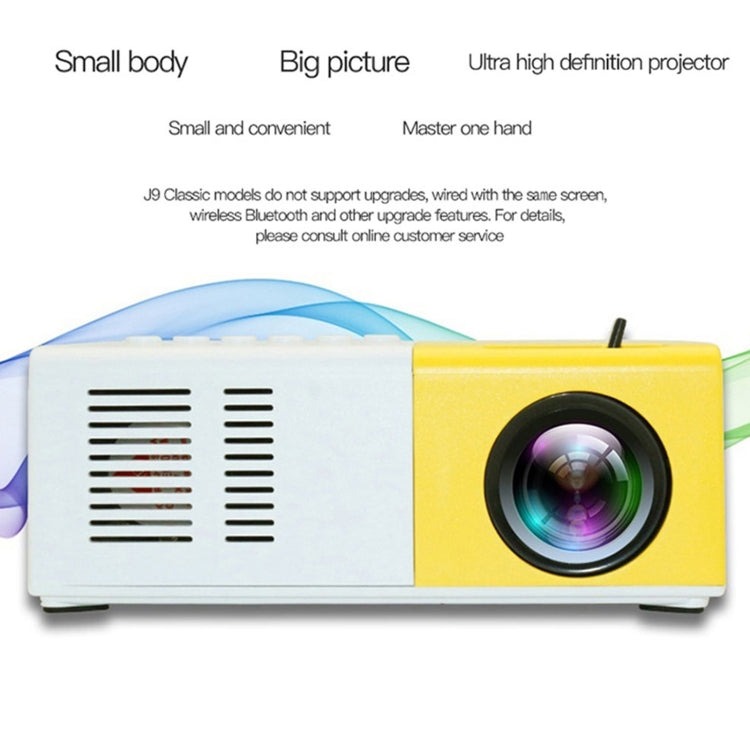 J9 1920x1080P 15 ANSI Portable Home Theater Mini LED HD Digital Projector, Basic Version, US Plug(Yellow White) - Consumer Electronics by buy2fix | Online Shopping UK | buy2fix