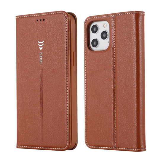 For iPhone 12 / 12 Pro GEBEI PU+TPU Horizontal Flip Protective Case with Holder & Card Slots(Brown) - iPhone 12 / 12 Pro Cases by GEBEI | Online Shopping UK | buy2fix