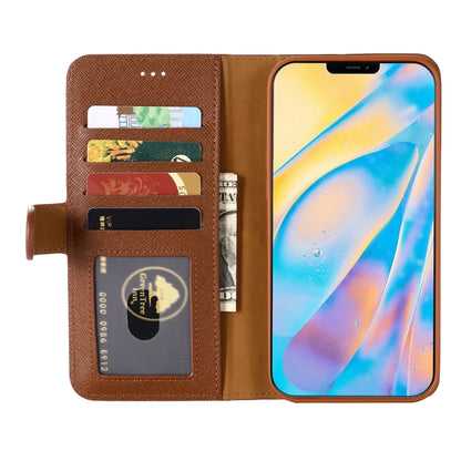 For iPhone 12 Pro Max GEBEI Top-grain Leather Horizontal Flip Protective Case with Holder & Card Slots & Wallet & Photo Frame(Brown) - iPhone 12 Pro Max Cases by GEBEI | Online Shopping UK | buy2fix