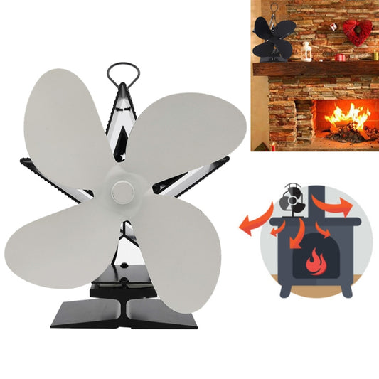 4-Blade Aluminum Heat Powered Fireplace Stove Fan (White) - Consumer Electronics by buy2fix | Online Shopping UK | buy2fix