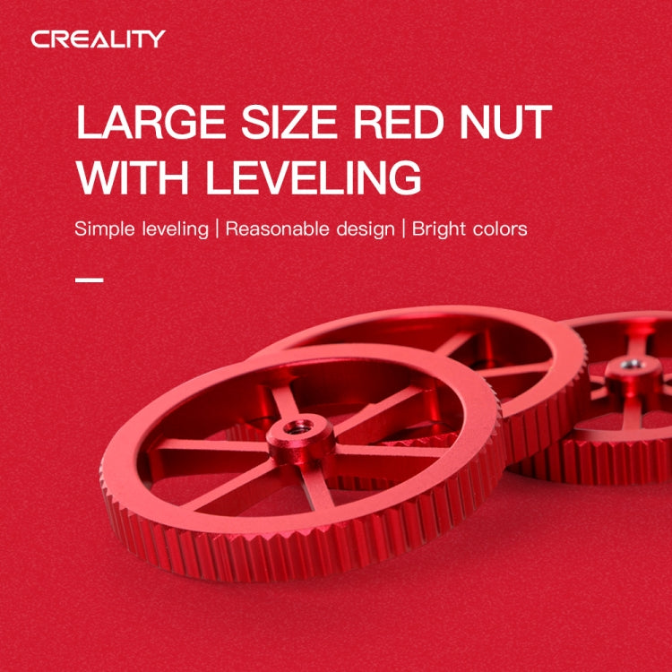 Creality Metal Red Hand Screwed Leveling Nut for Ender-3 / Ender-3 Pro / Ender-3 V2 / CR-10 Pro V2 3D Printer (Red) - Consumer Electronics by Creality | Online Shopping UK | buy2fix