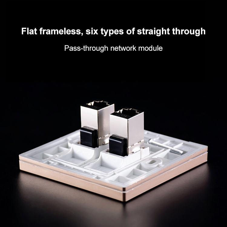 CAT.6 Shielded Pass-through Network Module, Dual Ports Panel + Shielded Pass-through (White) - Lan Cable and Tools by buy2fix | Online Shopping UK | buy2fix