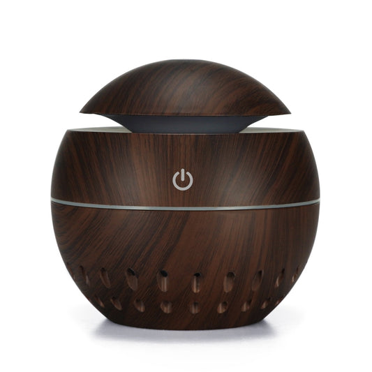 Wood Grain USB Hollowed-out Humidifier Seven Color Aromatherapy Lamp Automatic Alcohol Sprayer with Remote Control(Dark Brown-2) - Home & Garden by buy2fix | Online Shopping UK | buy2fix