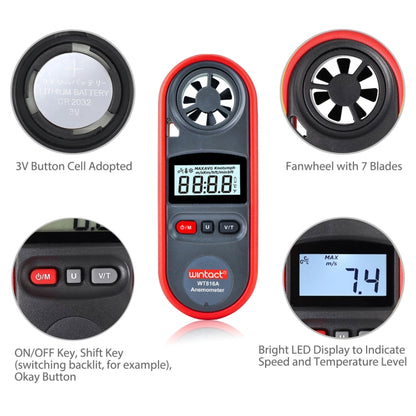 Wintact WT816A Digital Electronic Thermometer Anemometer - Tachometers & Anemometer by Wintact | Online Shopping UK | buy2fix