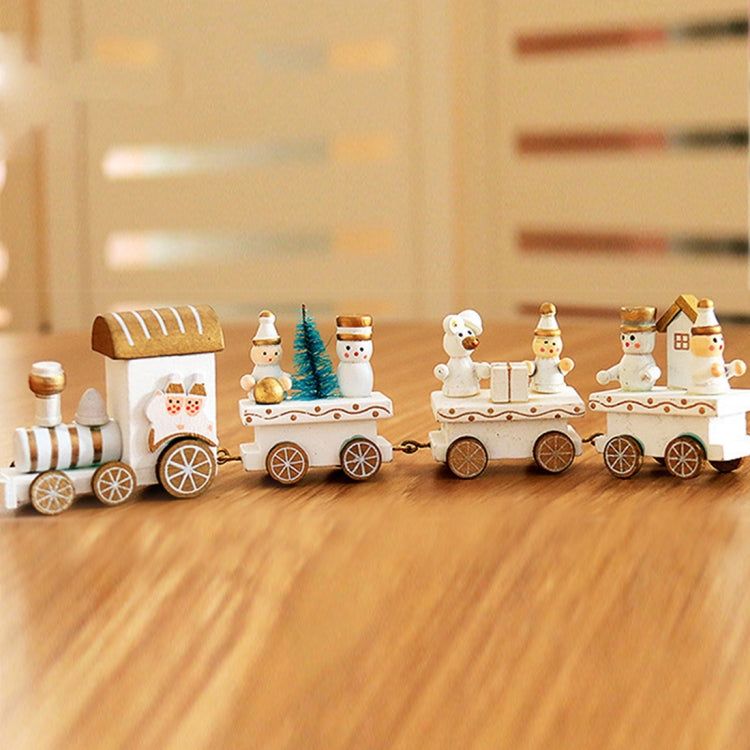 Christmas Dinner Table Decoration, Wooden Trains Children Kindergarten Christmas Decoration Ornaments Gifts (White) - Ornaments by buy2fix | Online Shopping UK | buy2fix