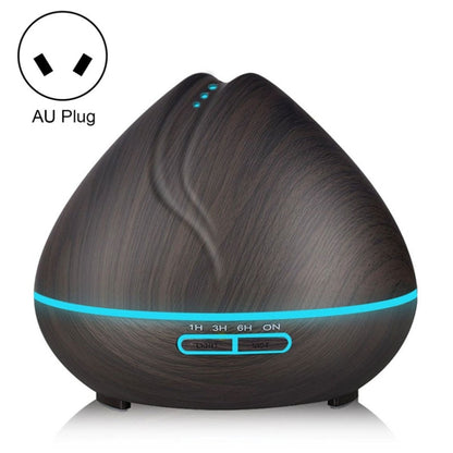 Peach Shape Wood Grain Remote Control Ultrasonic Humidifier Aromatherapy Machine Automatic Alcohol Sprayer with LED Lights, Capacity: 400mL, AU Plug (Dark Wood Color) - Home & Garden by buy2fix | Online Shopping UK | buy2fix