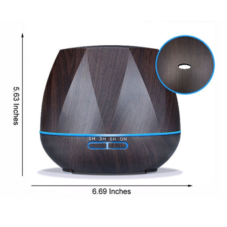 Diamond Wood Grain Remote Control Ultrasonic Humidifier Aromatherapy Machine Automatic Alcohol Sprayer with LED Lights, Capacity: 400mL, UK Plug (Dark Wood Color) - Home & Garden by buy2fix | Online Shopping UK | buy2fix