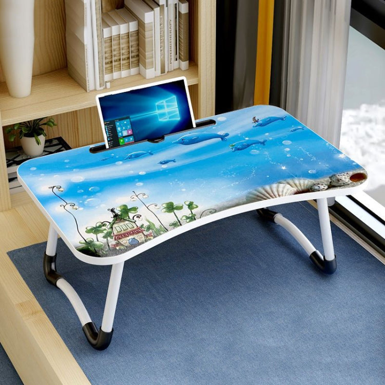 W-shaped Non-slip Legs Pattern Adjustable Folding Portable Laptop Desk with Card Slot (Underwater World) - Computer & Networking by buy2fix | Online Shopping UK | buy2fix