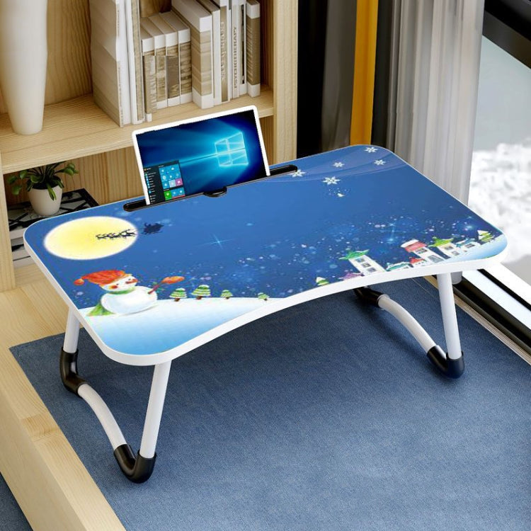 W-shaped Non-slip Legs Pattern Adjustable Folding Portable Laptop Desk with Card Slot (Snowman) - Computer & Networking by buy2fix | Online Shopping UK | buy2fix