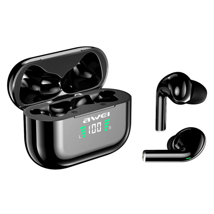 awei T29P Bluetooth V5.0 LED Digital Display Ture Wireless Sports IPX4 Waterproof TWS Headset with Charging Case - TWS Earphone by awei | Online Shopping UK | buy2fix