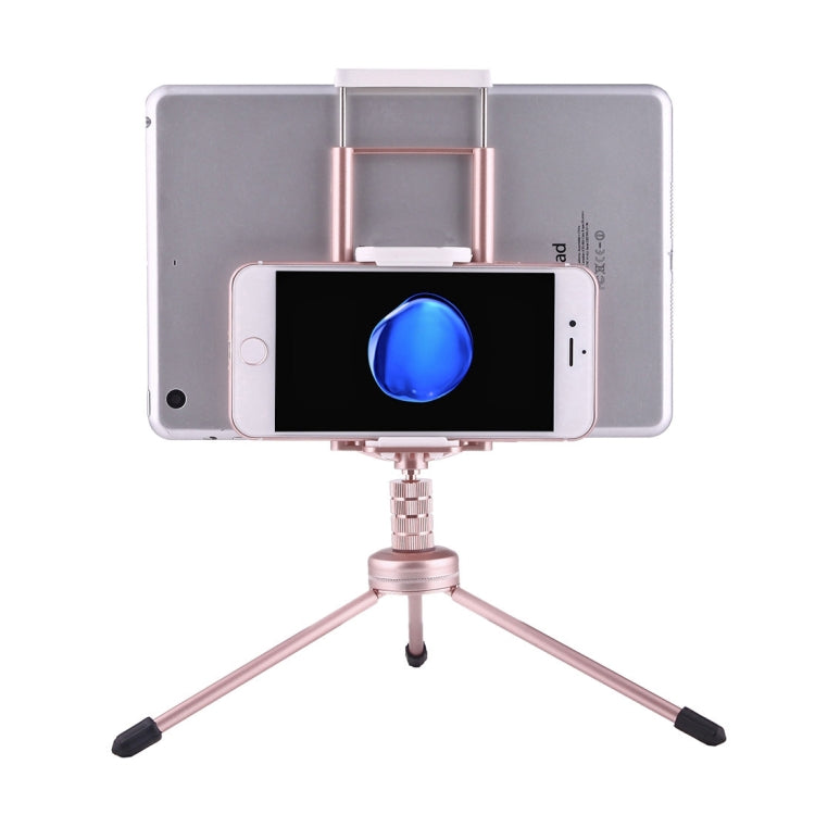 Multi-function Aluminum Alloy Tripod Mount Holder Stand , for iPad, iPhone, Samsung, Lenovo, Sony and other Smartphones & Tablets & Digital Cameras(Rose Gold) - Desktop Holder by buy2fix | Online Shopping UK | buy2fix