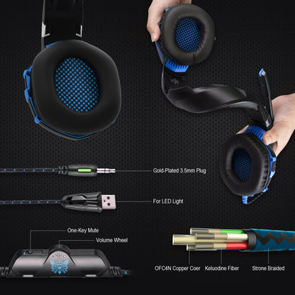 ONIKUMA K2A Over Ear Bass Stereo Surround Gaming Headphone with Microphone & LED Lights(Black Blue) - Multimedia Headset by ONIKUMA | Online Shopping UK | buy2fix