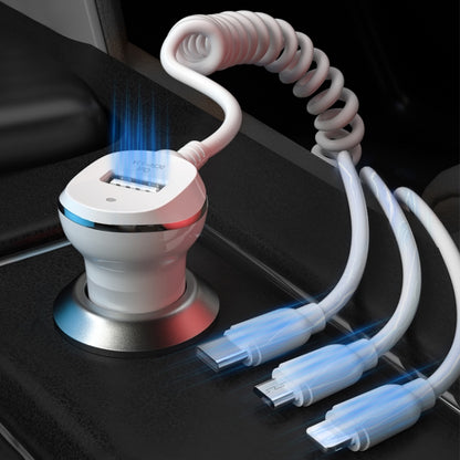 WK WP-C24 3.1A Explore The 3-in-1 Free Edition 8 Pin / Micro USB / USB-C / Type-C Data Cable + USB Car Charger (White) - Car Charger by WK | Online Shopping UK | buy2fix