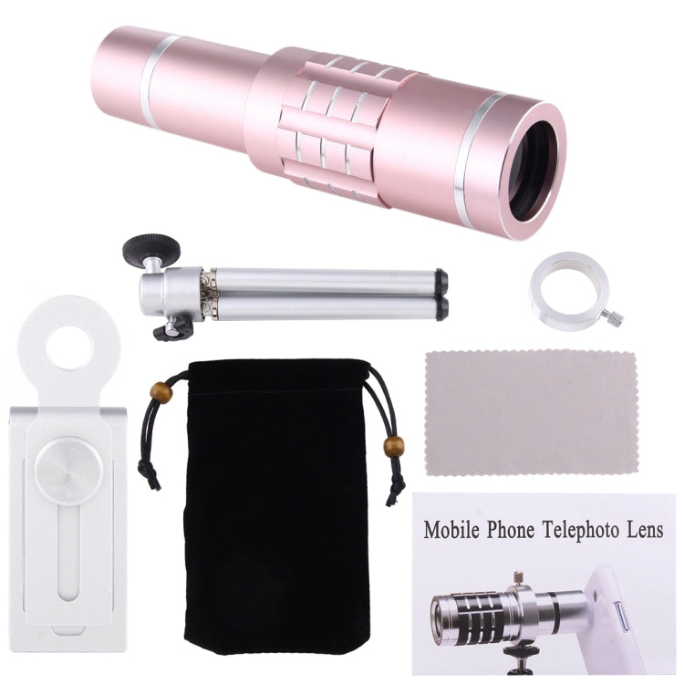 Universal 18X Magnification Lens Mobile Phone 3 in 1 Telescope + Tripod Mount + Mobile Phone Clip(Rose Gold) - Telescope & Microscope by buy2fix | Online Shopping UK | buy2fix