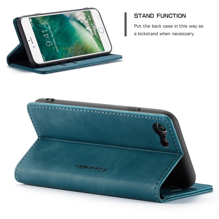 CaseMe-013 Multifunctional Retro Frosted Horizontal Flip Leather Case for iPhone 7 / 8, with Card Slot & Holder & Wallet(Blue) - Apple Accessories by CaseMe | Online Shopping UK | buy2fix