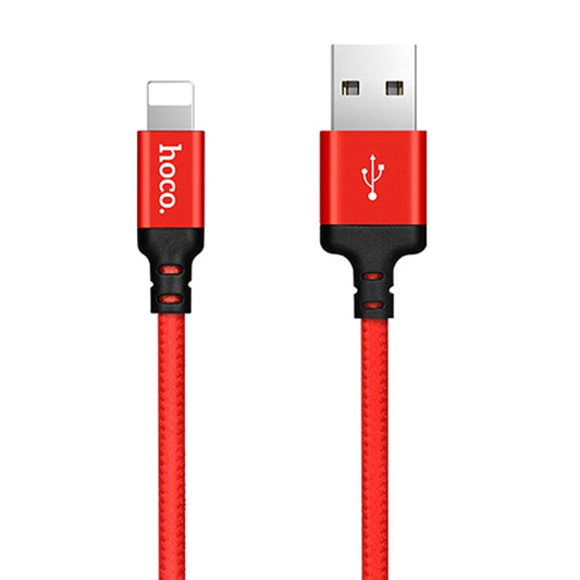 hoco X14 2m Nylon Braided Aluminium Alloy 8 Pin to USB Data Sync Charging Cable(Red) - Normal Style Cable by hoco | Online Shopping UK | buy2fix