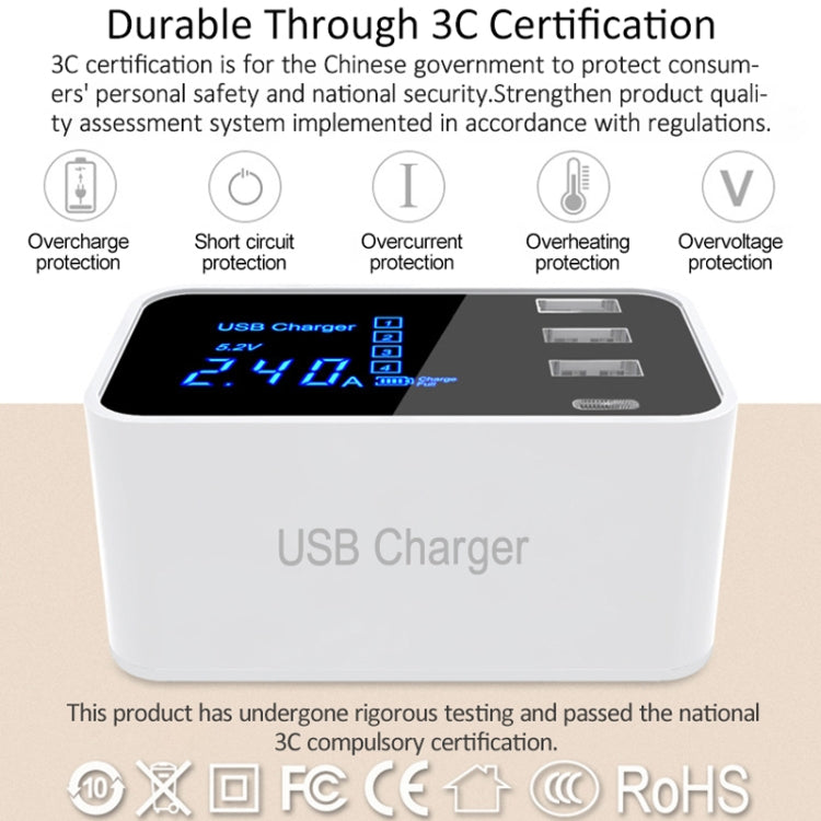 CDA30 20W 3 USB Ports + USB-C / Type-C Ports Multi-function Charger with LED Display, EU Plug - Multifunction Charger by buy2fix | Online Shopping UK | buy2fix
